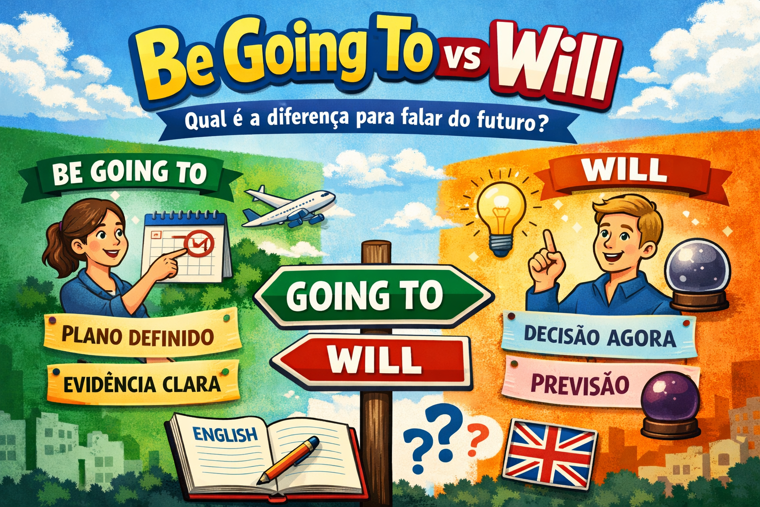 Qual é a diferença entre “be going to” e “will” para falar do futuro em inglês?