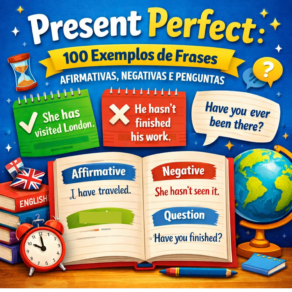 Present Perfect: 100 Exemplos de Frases Afirmativas, Negativas e Perguntas